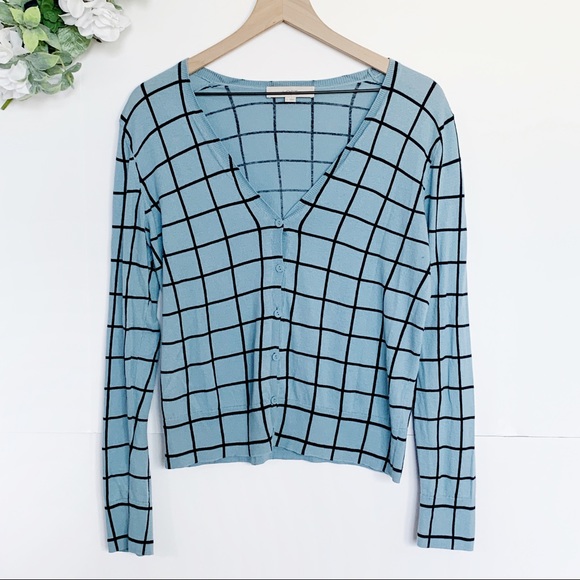 LOFT Sweaters - LOFT Windowpane Plaid Lightweight Cardigan Sweater